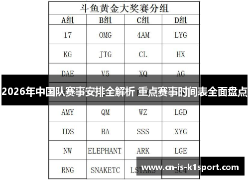 2026年中国队赛事安排全解析 重点赛事时间表全面盘点